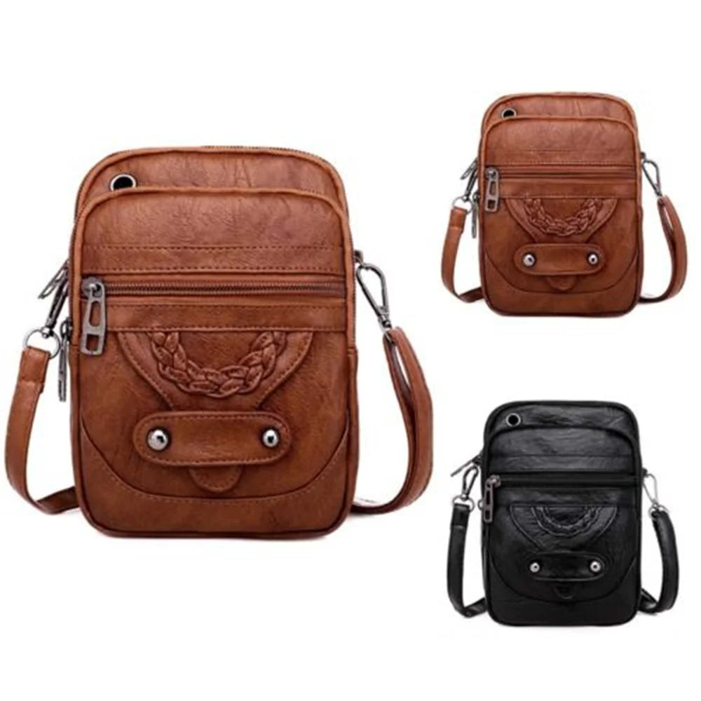 Soft Pu Leather Small Shoulder Bag For Women Vintage Multi-Functional Crossbody Bag Large Cash Purse Ladies Cell Phone Bag