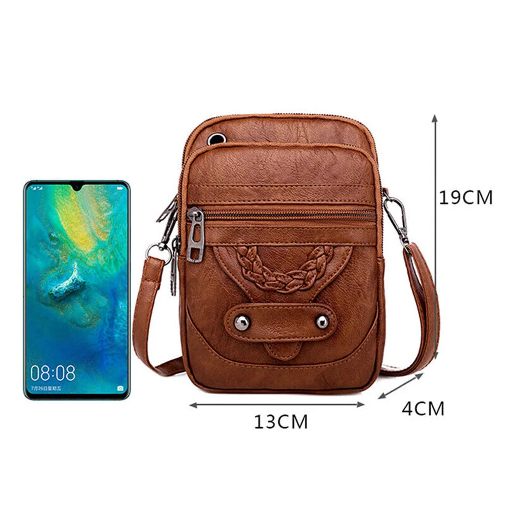 Soft Pu Leather Small Shoulder Bag For Women Vintage Multi-Functional Crossbody Bag Large Cash Purse Ladies Cell Phone Bag