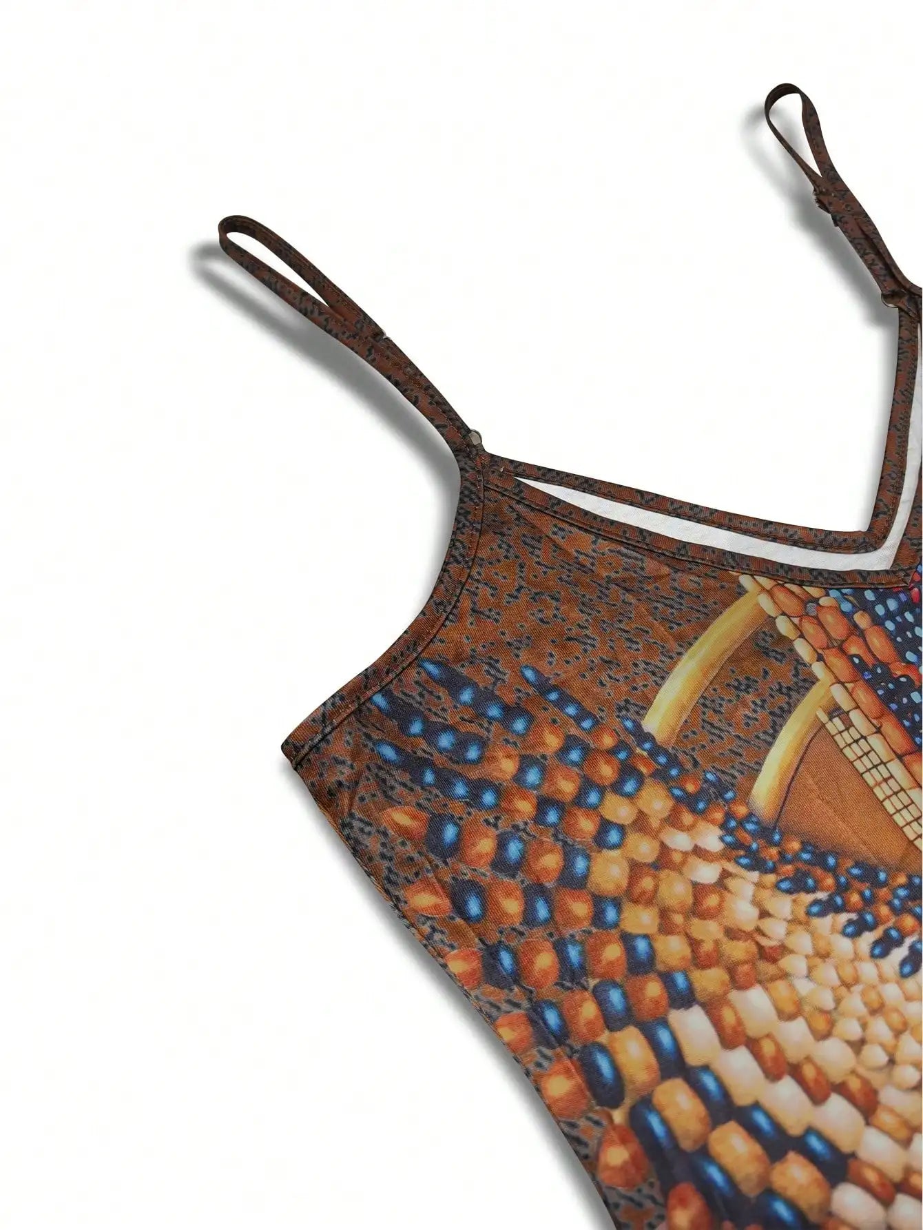 Women's Fashion Western Ethnic Print Casual Suspender Dress