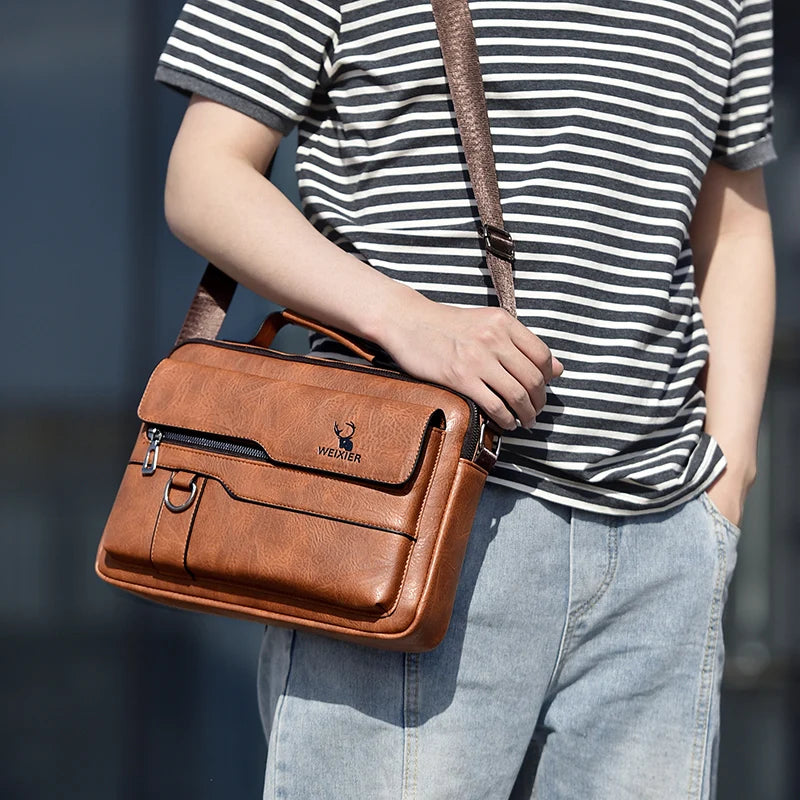 WEIXIER Shoulder Bag Men's Crossbody Bags PU Leather Handbag Capacity Men Messenger Bags Top handle Tote Bag for Male 가방 рюкзак