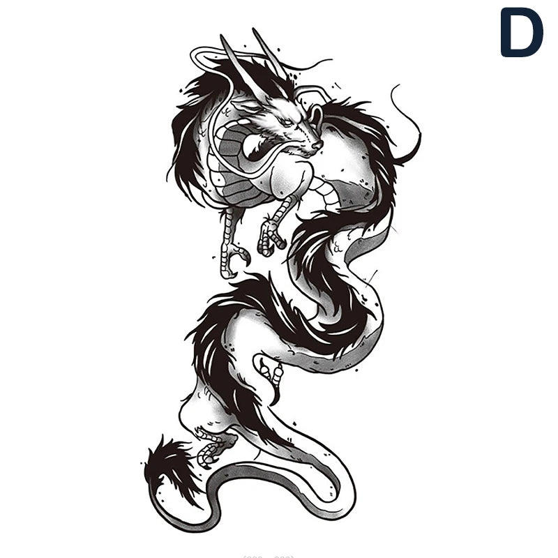 1pc Dragon Tattoo Sticker Realistic Dragon Fake Tattoo Stickers For Men Boys Kids 3D Dragon Temporary Tattoos Washable Tattoos