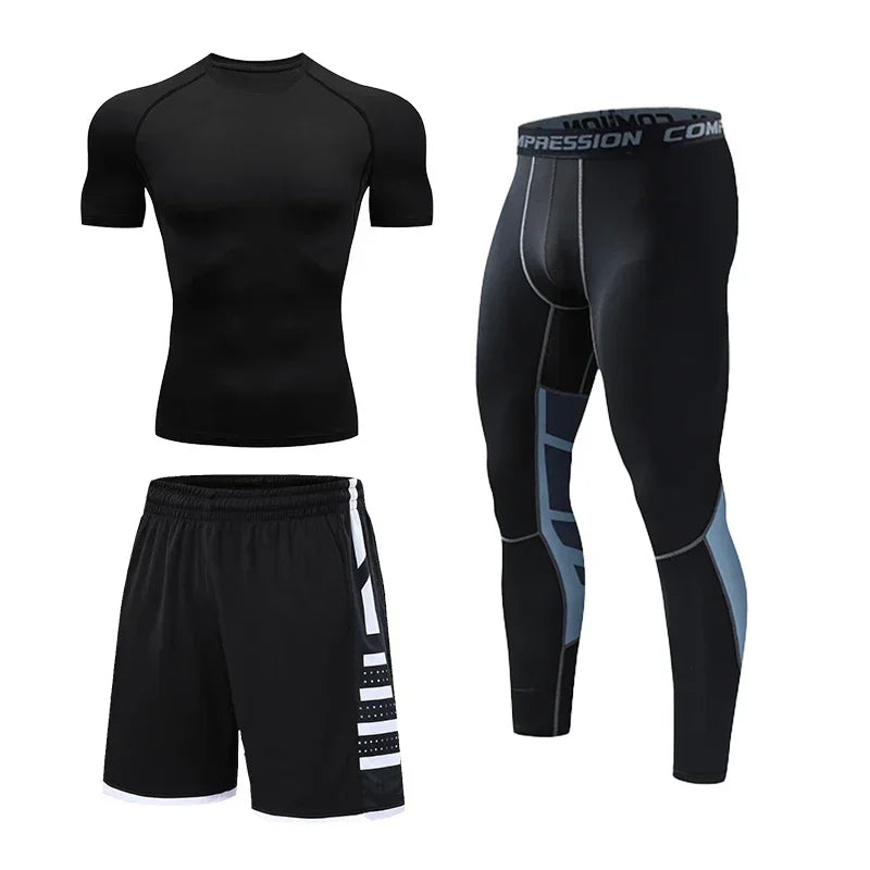 Mens Fitness Sportswear Set Moisture-wicking for Gym Running Leggings Dry Fit and Comfortable Workouts Sports Wear Clothes