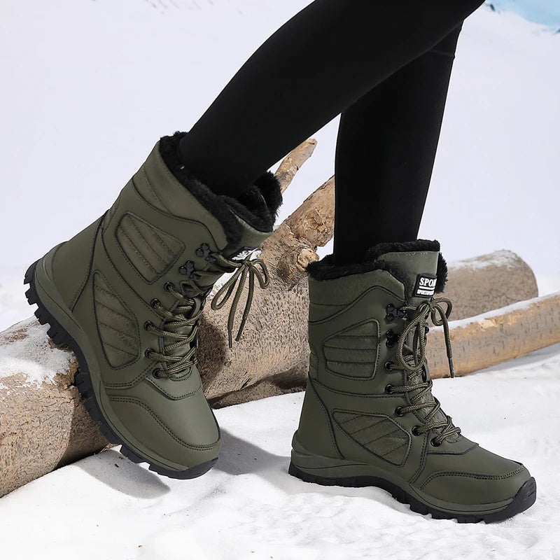 Ladies' fashionable snow boots, solid color design, round toe style, ultra-fine fiber outer layer, fabric lining, rubber sole, t