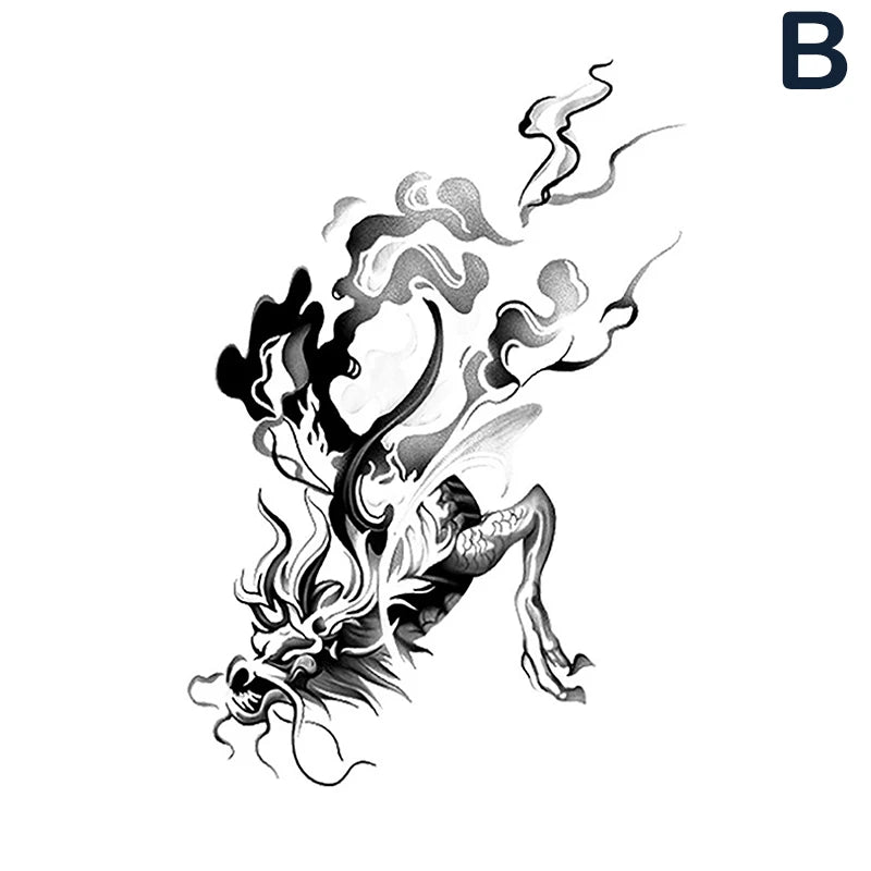1pc Dragon Tattoo Sticker Realistic Dragon Fake Tattoo Stickers For Men Boys Kids 3D Dragon Temporary Tattoos Washable Tattoos