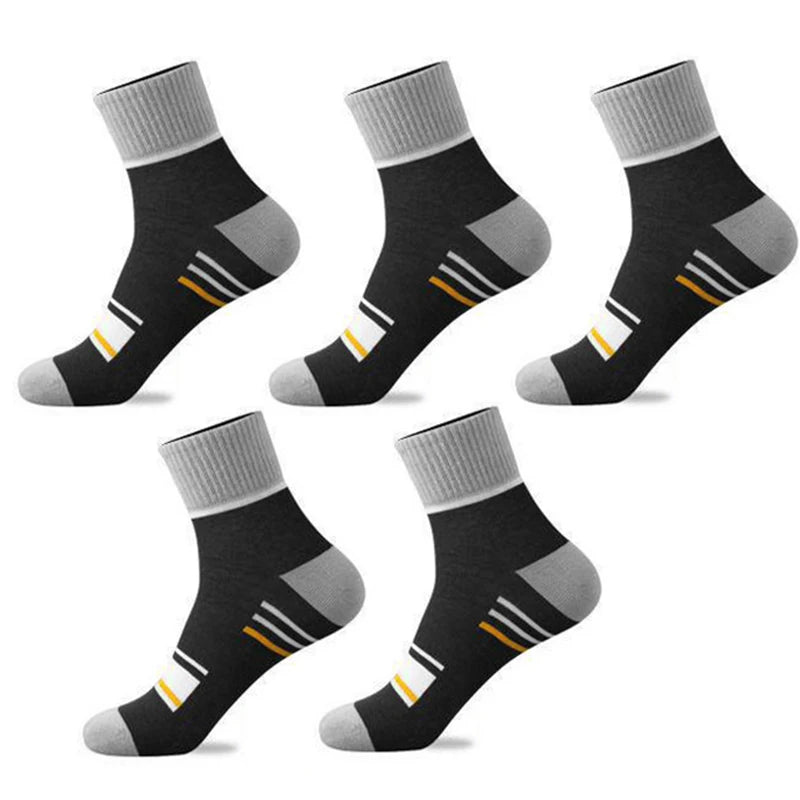 5 Pairs Men's Cotton Socks Sweat-absorbing Breathable Anti-odor Thick Models Of Long Socks Trendy Sports Cotton Socks Men