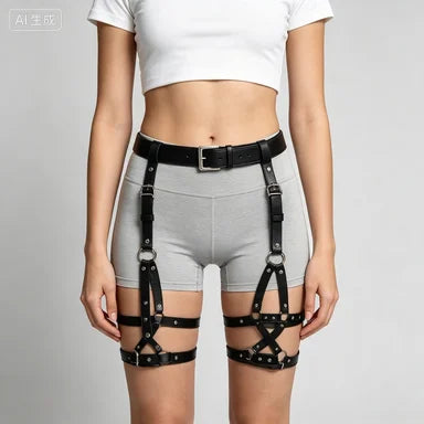 Women Fashion Thigh Garter Belt Leather Lingerie Suspenders Bondgae Leg Harness Decorative Gothic Belt Clothing Accessory