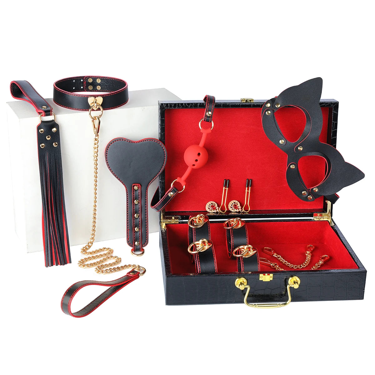 Leather 8 PCS B*SM Bondage Set With Case Adult S*x Games Restraints Kit Exotic B*ndage Gear For Couples