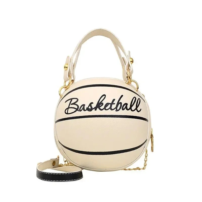 Fashionable Women's Basketball Bag Handbag Single Shoulder Crossbody Bag Stylish Trendy PU Material round Shape Mobile Phone Poc