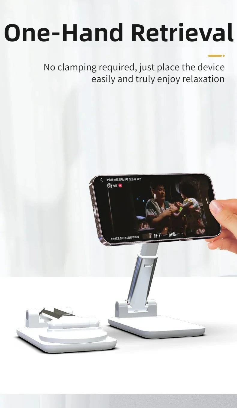 Magnetic Flexible Adjustable Phone Stand Foldable Portable Desktop Mount Holder for All Smartphones with Tight Clip Accessories
