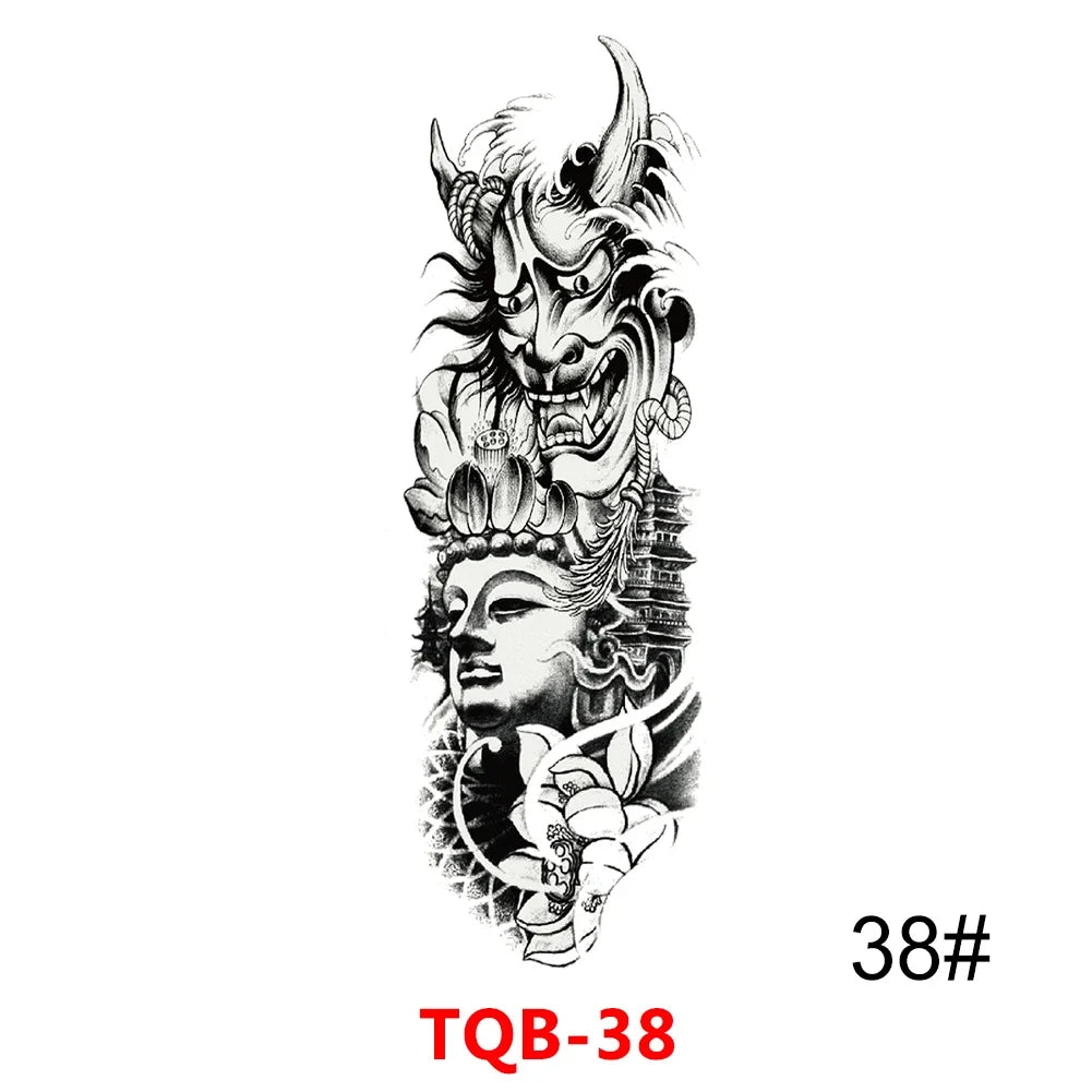 Waterproof Temporary Tattoo Sticker Full Arm Large Skull Old School Tatoo Stickers Flash Fake Tattoos for Men Women