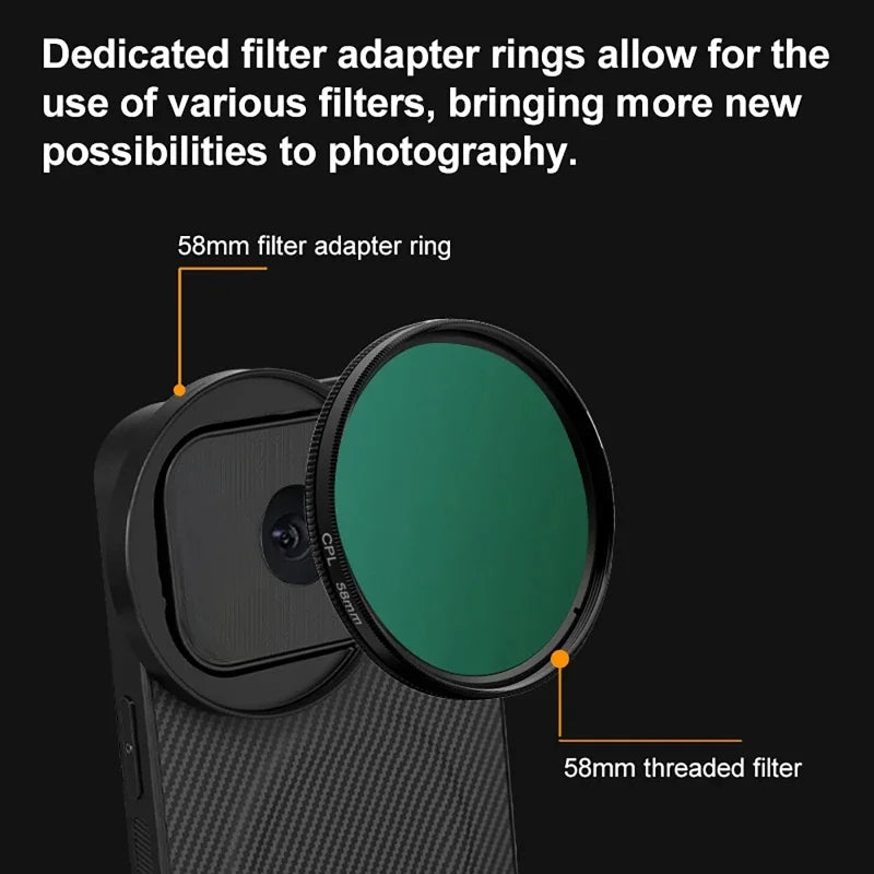 4 in 1 58mm Filter Set for iPhone 17 Pro/Pro Max With Universal CPL UV ND8 Starling Filter Magnetic Wireless Charging Phone Case