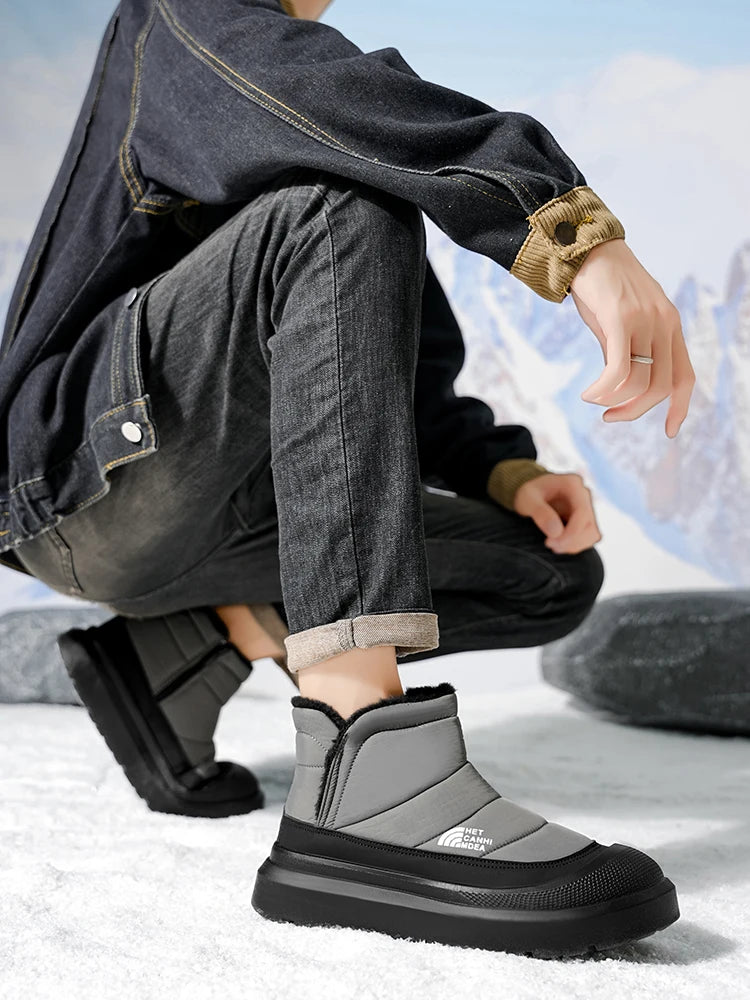 Winter Shoes Men Fur Warm Comfortable Snow Boots Outdoor Waterproof Down Boots High Top Ankle Boots Platform Shoes Size 44