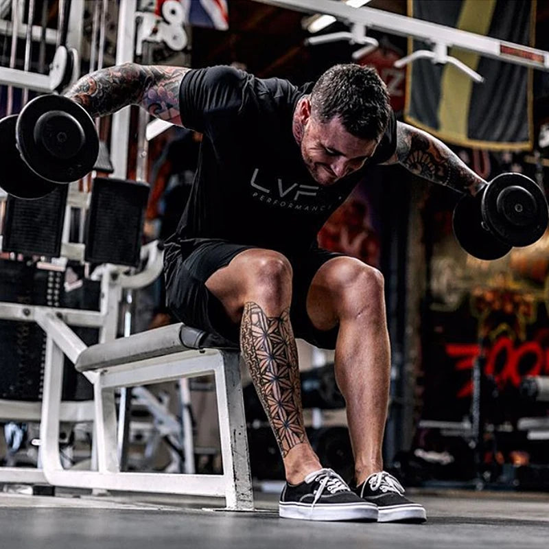 Herren T-Shirt Sommer Fitness Gym Baumwolle Laufshirt Lässiges Kurzarm T-Shirt Training Sportbekleidung Leichte Oberteile