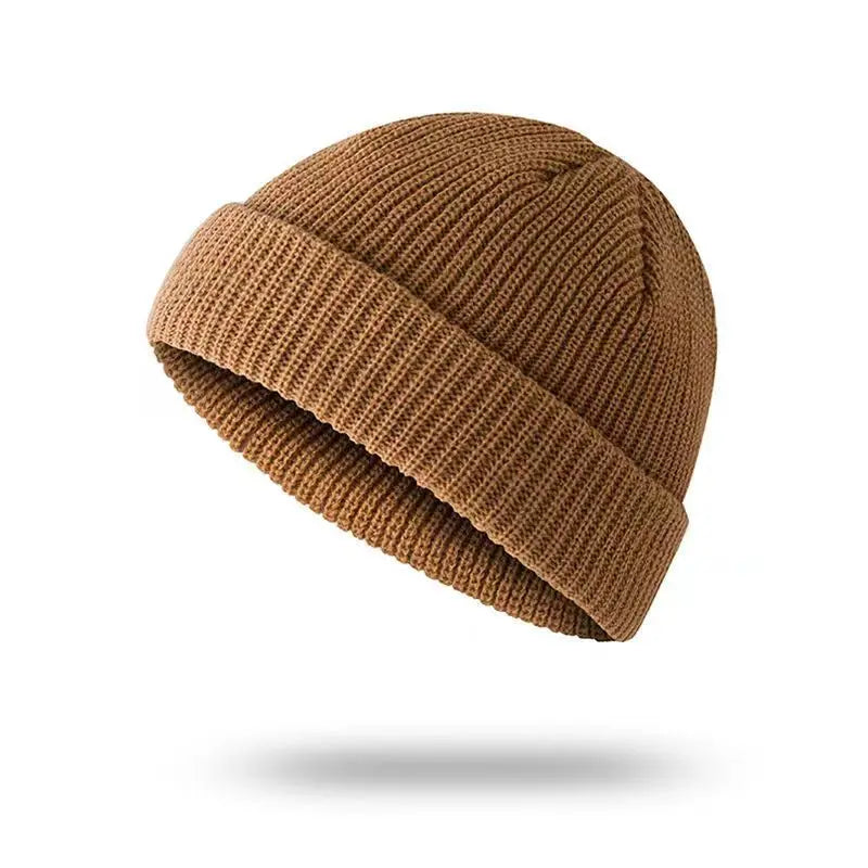 Winter Thermal Knitted Beanie Cap Warm Skull Roll Up Cuffed Hat for Outdoor Sport Running Cycling