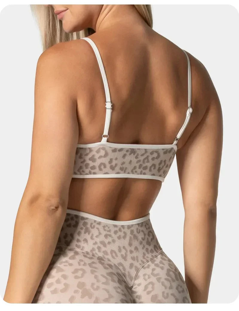 2PCS  High Quality Yoga SetNew Leopard Print Sports Underwear, Shockproof Butt Lift Workout Sports Trousers Women Activewear