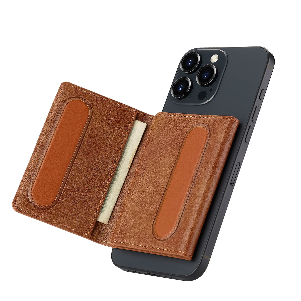 Magnetic Card Solt Bag for iPhone Samsung Google Xiaomi Magsafe Functions Card Holder Wallet PU Leather Men Slim Purses Pocket