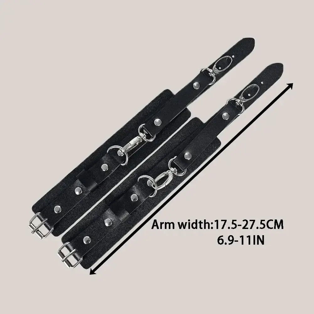 2pcs Unisex Leather Bracelet BDSM Bondage Leather Handcuffs Buckle Adjustable Vintage Punk Fetish Clothing Restraints Kink Toy