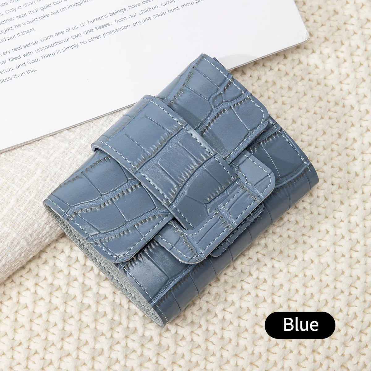 Women Luxury Card Holder Vintage Mini PULeather Women Short Wallet Multi-function Crocodile LeatherCard Holder CoinWallet Clutch