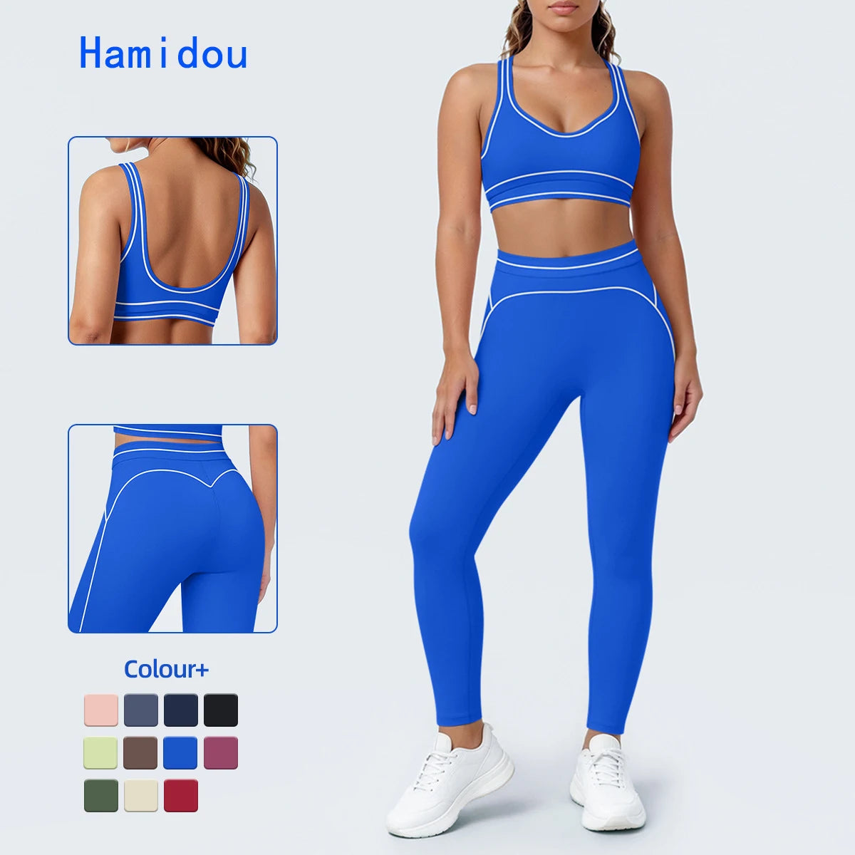 Women Fitness Yoga Sports Set Sexy Beautiful Back Yoga Bra Workout Top Summer Running Sports Bra High Waisted Push Up Yoga Pants