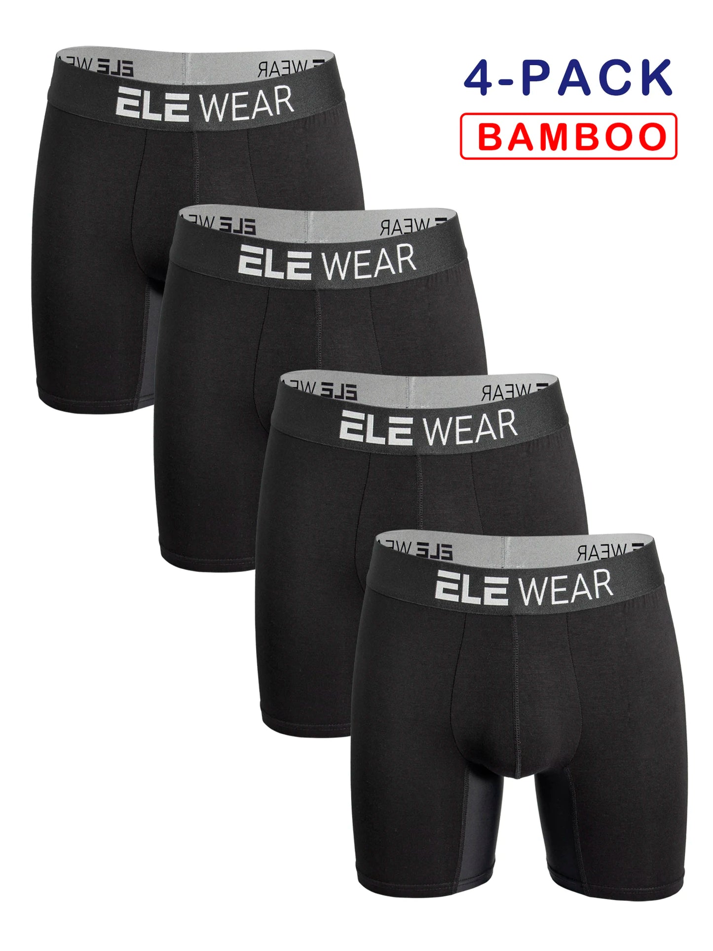 4pcs Bamboo Men's Underwear Long Sports Underwear, Moisture-Wicking, Boxer Briefs For Men
