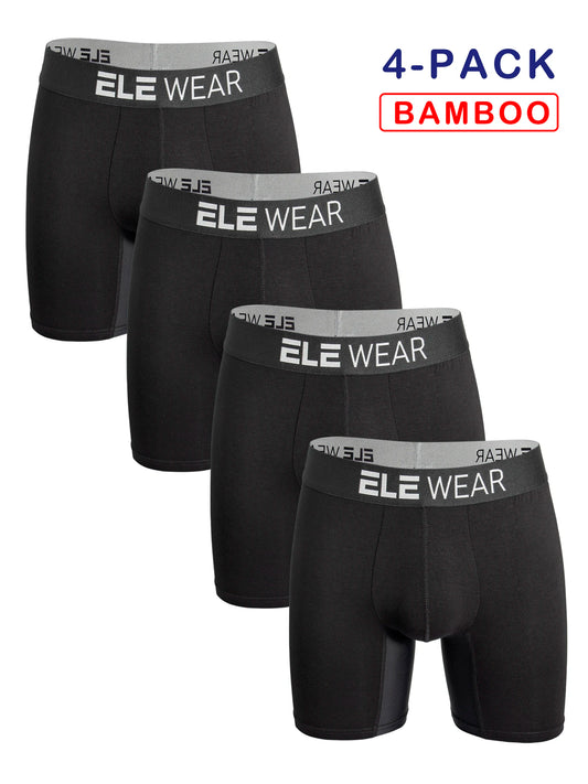 4pcs Bamboo Men's Underwear Long Sports Underwear, Moisture-Wicking, Boxer Briefs For Men