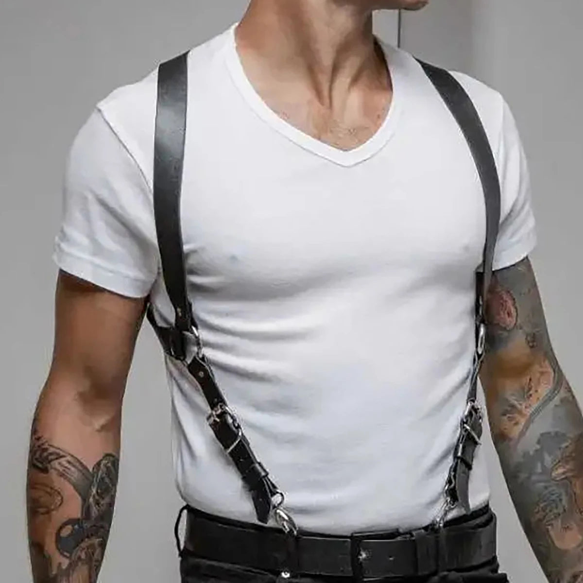 Men Sexy Fashion PU Leather Harness Belts Adjustable Bdsm Goth Punk Gay Party Fetish Costume Exotic Sex Accessories