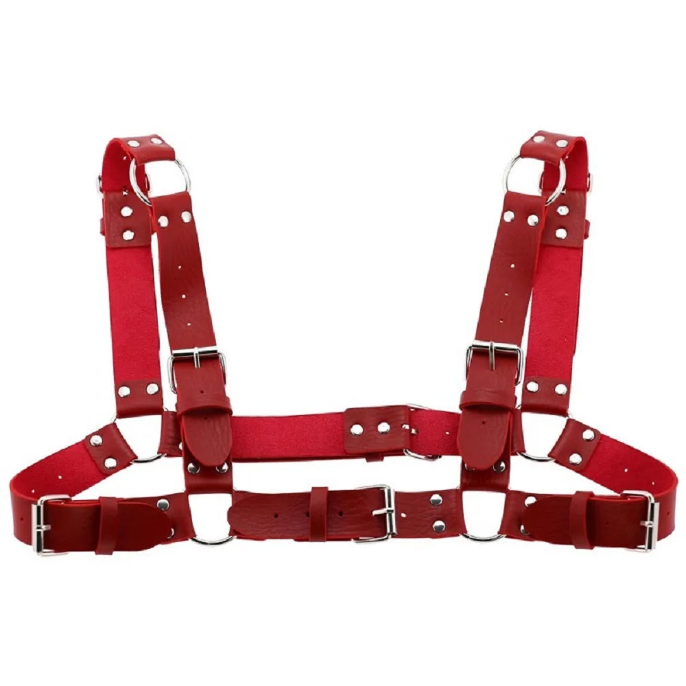 Decopunk Women Men Sexy Punk Chest Harness Adjustable Caged Metal Body Chain PU Leather Choker Statement Necklace Party Clubwear