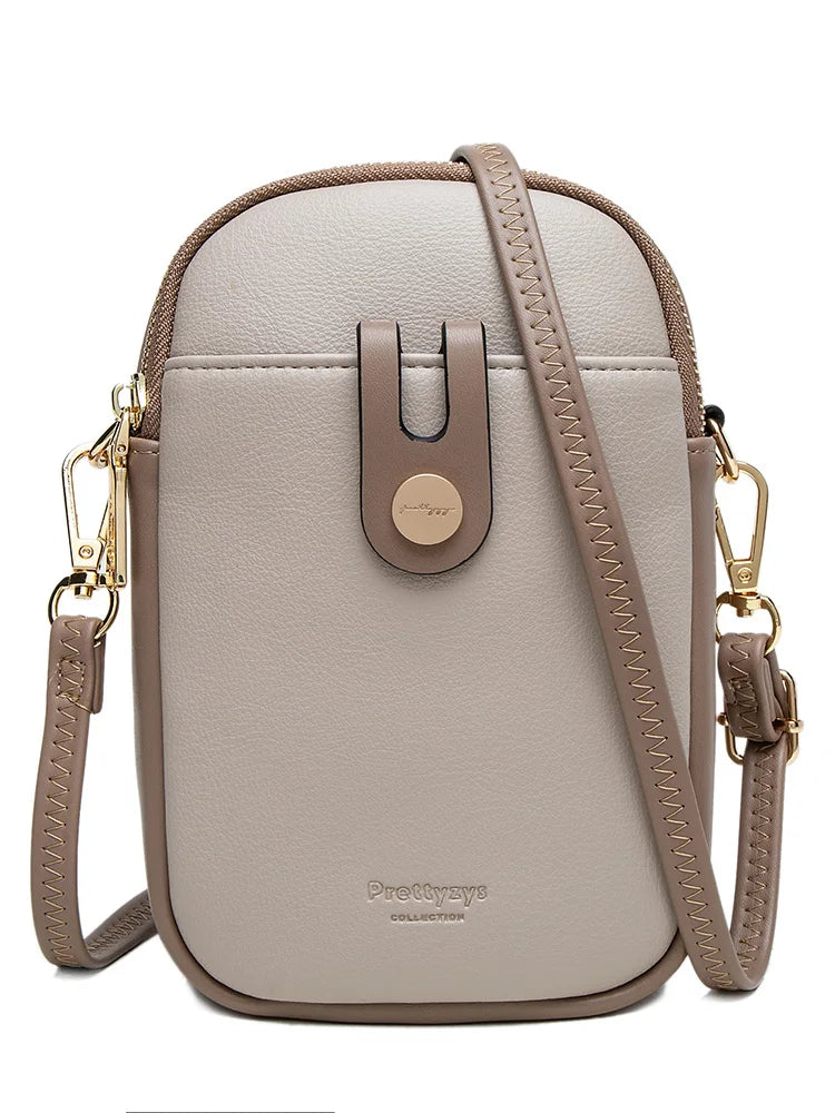 Spring and summer new mobile phone bag female Japanese and South Korean PU soft small fresh high-grade fashion zipper large