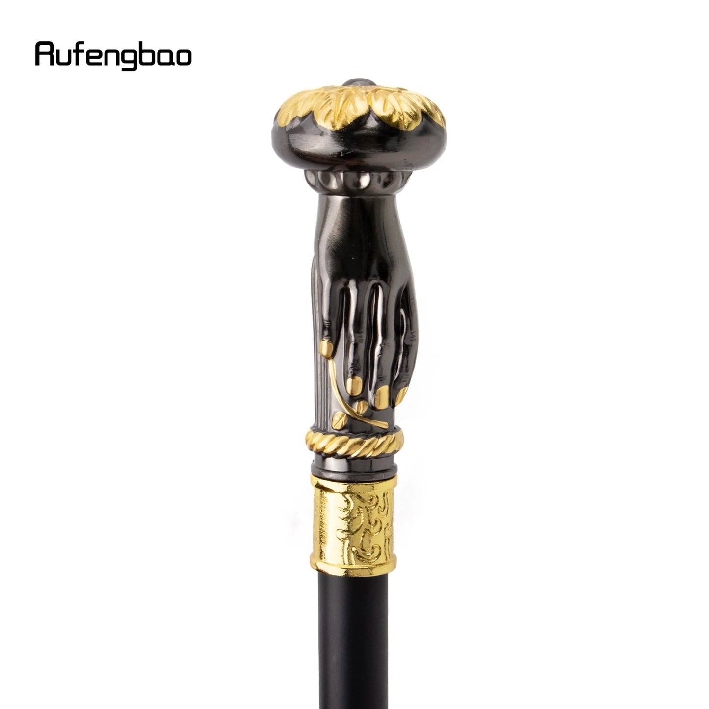 Golden Black Hand Hold Flower Luxury Fashion Walking Stick for Party Decorative Cane Elegant Crosier Knob Walking Stick 93cm