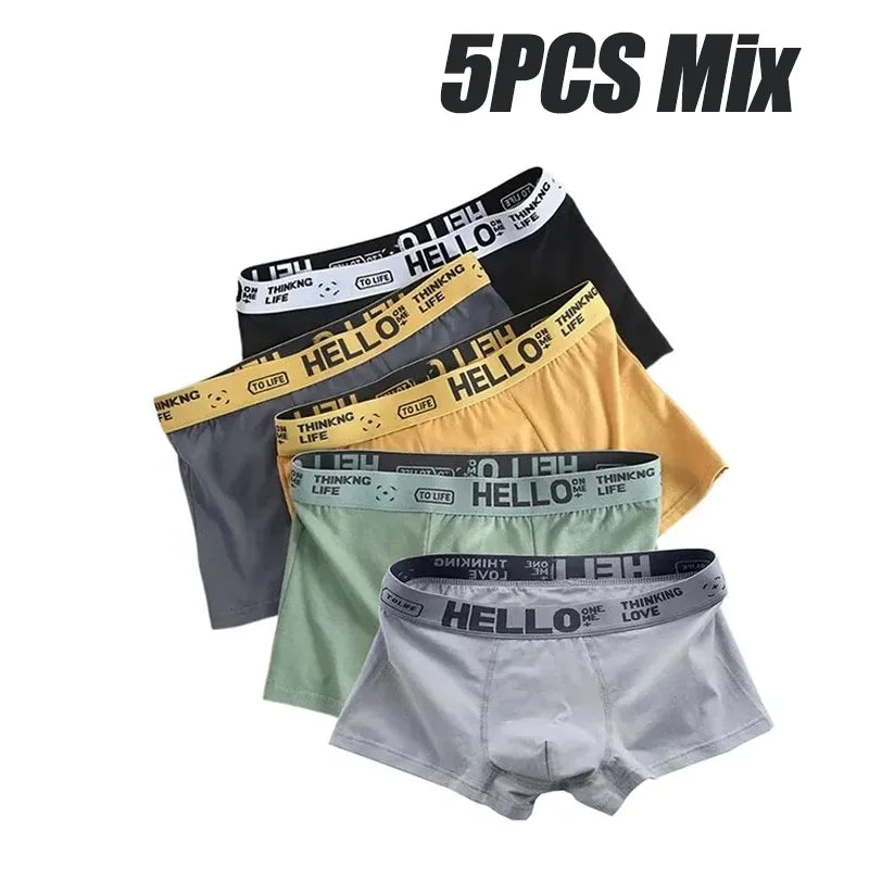 1/5pcs Mens Underwear Male Boxers Sexy Underpant Comfortable Breathable Fashion Style Softness Boys Catton Panties Boxershorts