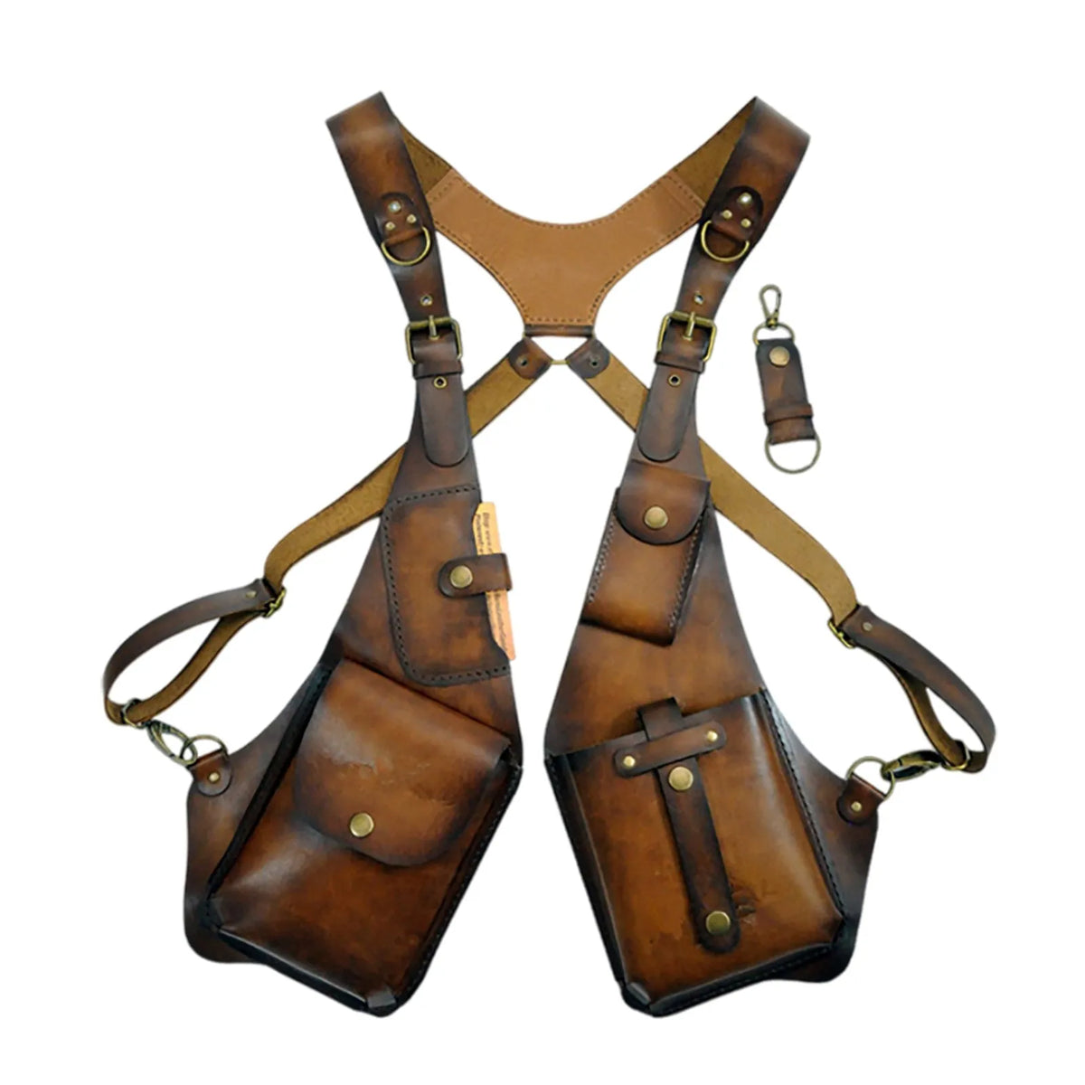 Leather Sling Gun Holster Medieval Jacket Vest Anti-theft Wallet Cosplay Motorcycle Style Phone Festival Bag Unisex Suit Clothes