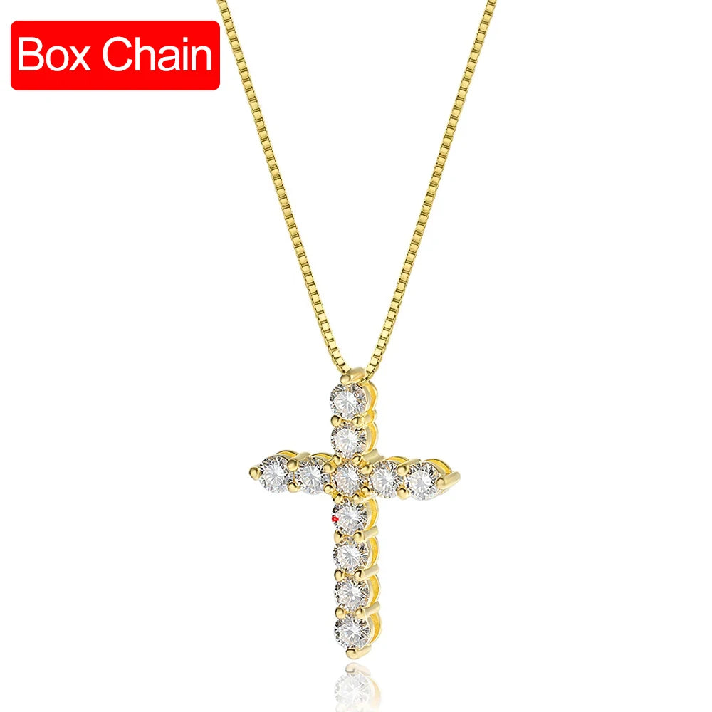 3mm 4mm 5mm Moissanite Cross Necklace GRA Certified S925 Silver Jesus Pendant Neck Chain for Women Engagement Bridal Fine Jewely