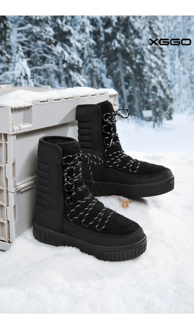 XIANG GUAN Outdoor Kältebeständige WanderschuheTurnschuhe Winter Damen Schneestiefel wasserdichte Bergschuhe Camping Casual Sneakers