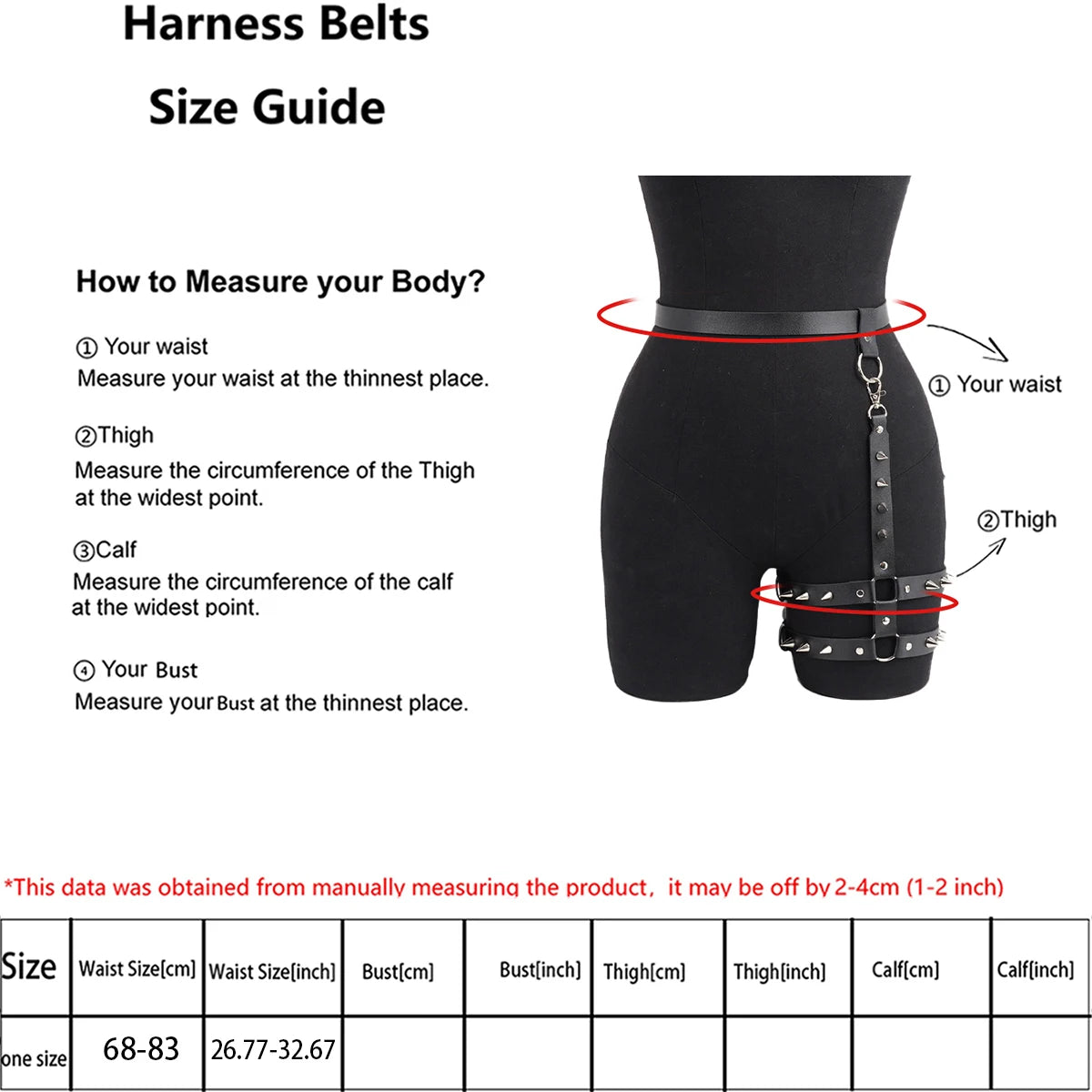 leather leg harnesses for women gothic Single-sided leg strap Adjustable Party Cosplay leather garter belt harness
