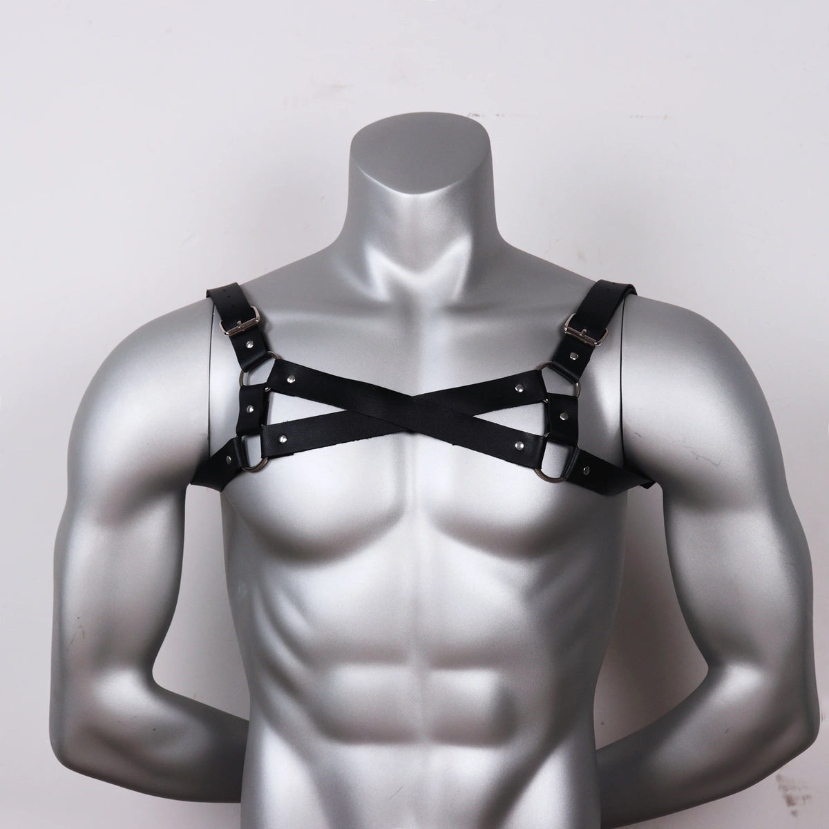 Men Harness PU Leather Lingerie Body Chest Costumes Clubwear Tops Straps,Punk Rave Cosplay