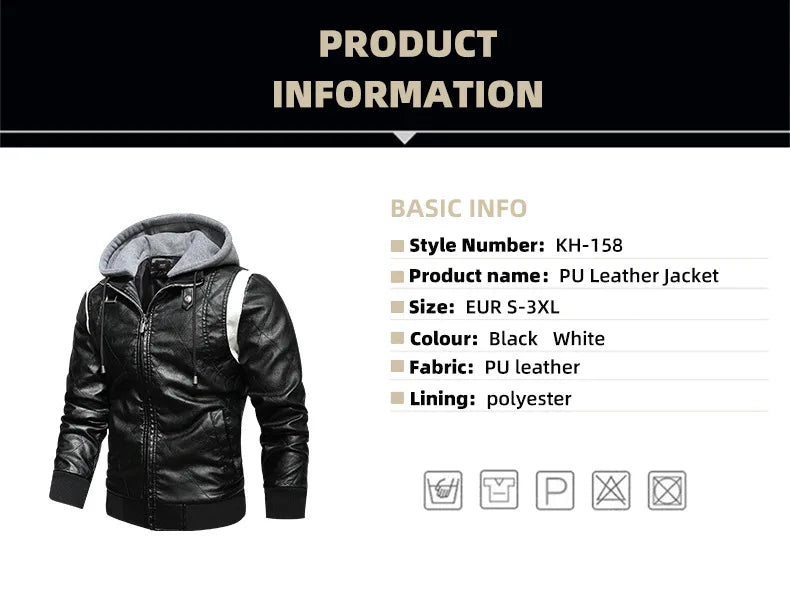 2023 herbst Winter herren Leder Jacke Hohe Qualität Korea Mode Jugend Mit Kapuze Leder Mäntel EUR Größe 3XL Blouson Homme hiver