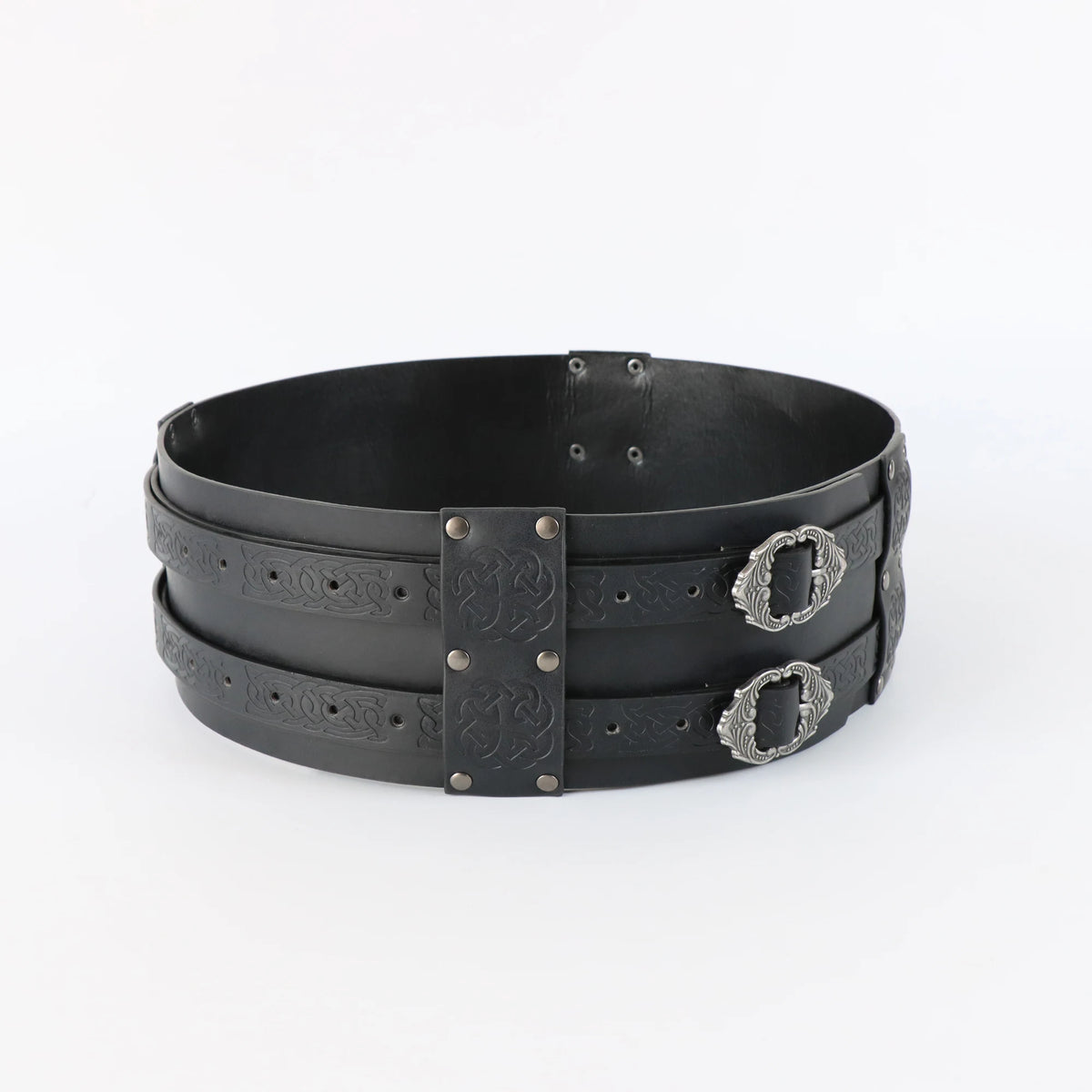PU Leather Belt Double Wide Thick Belt Vikings Pirate Medieval War Accessory Broad Buckle Corset Cinch Gladiator Men
