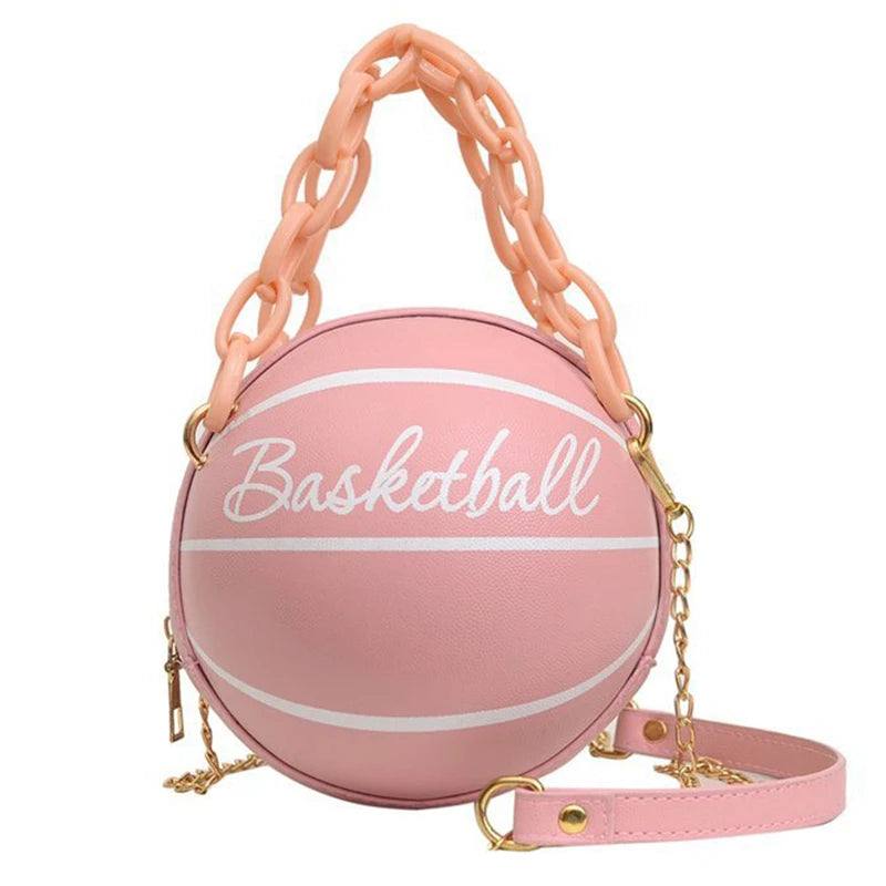 Women Ball Handbag Round Basketball Shape Small Handbags Casual PU Leather Female Crossbody Bags Crossbody Girls Coin Purse