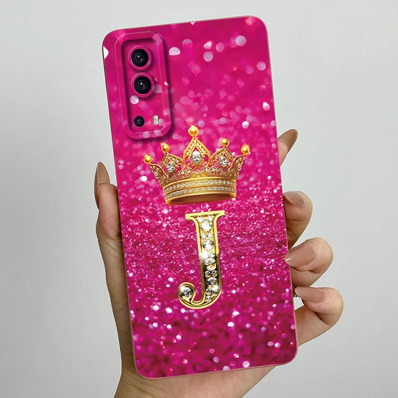 For Vivo Y72 5G V2041 Case Crown Letters Liquid Silicone Soft Phone Cases For Vivo Y52 5G V2053 Y72 Camera Protection Back Cover