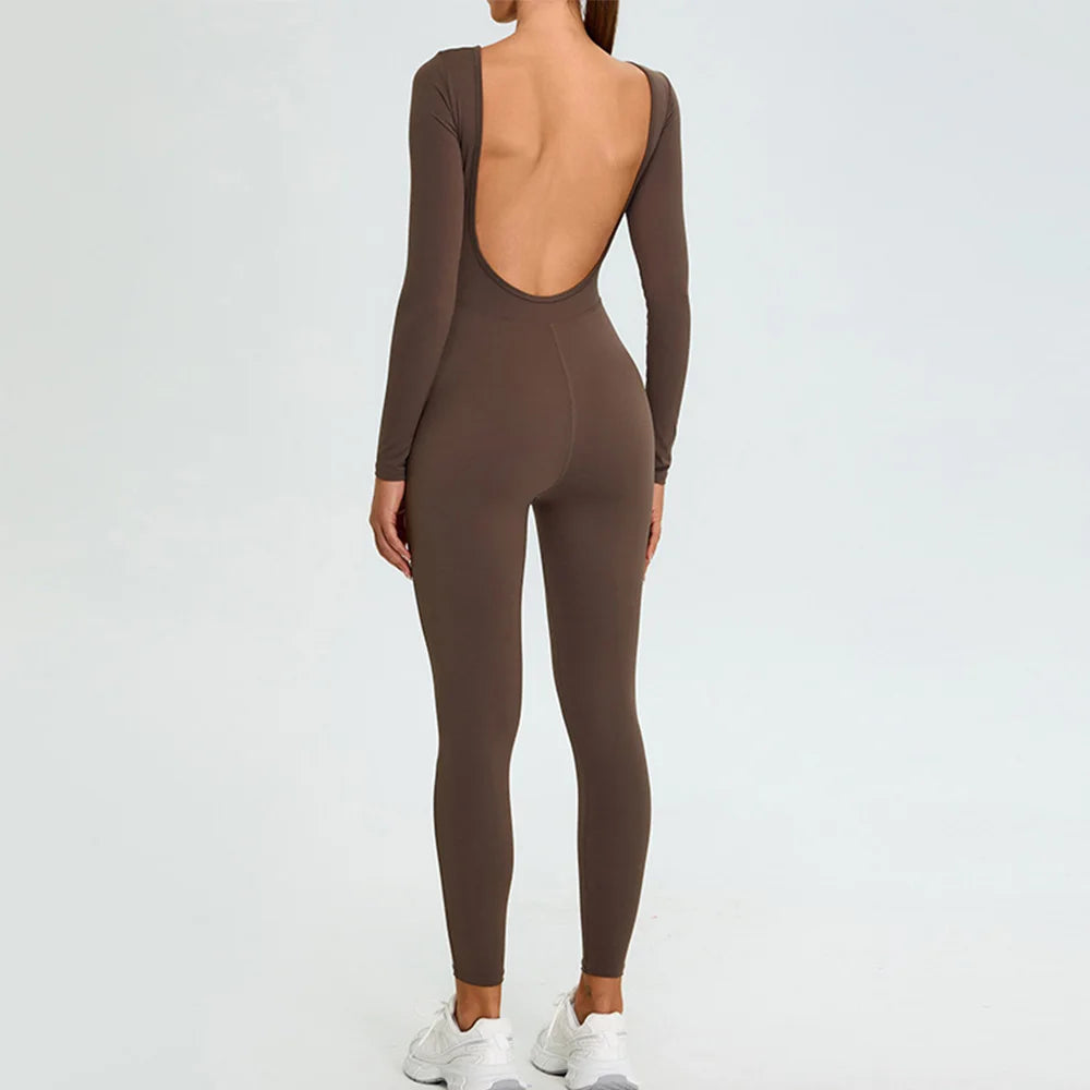 Fitness Rompers Women Gym Set Training Yoga Suit Sportswear Women Sports Jumpsuit Long Sleeved Stretch Push Up Workout Bodysuits