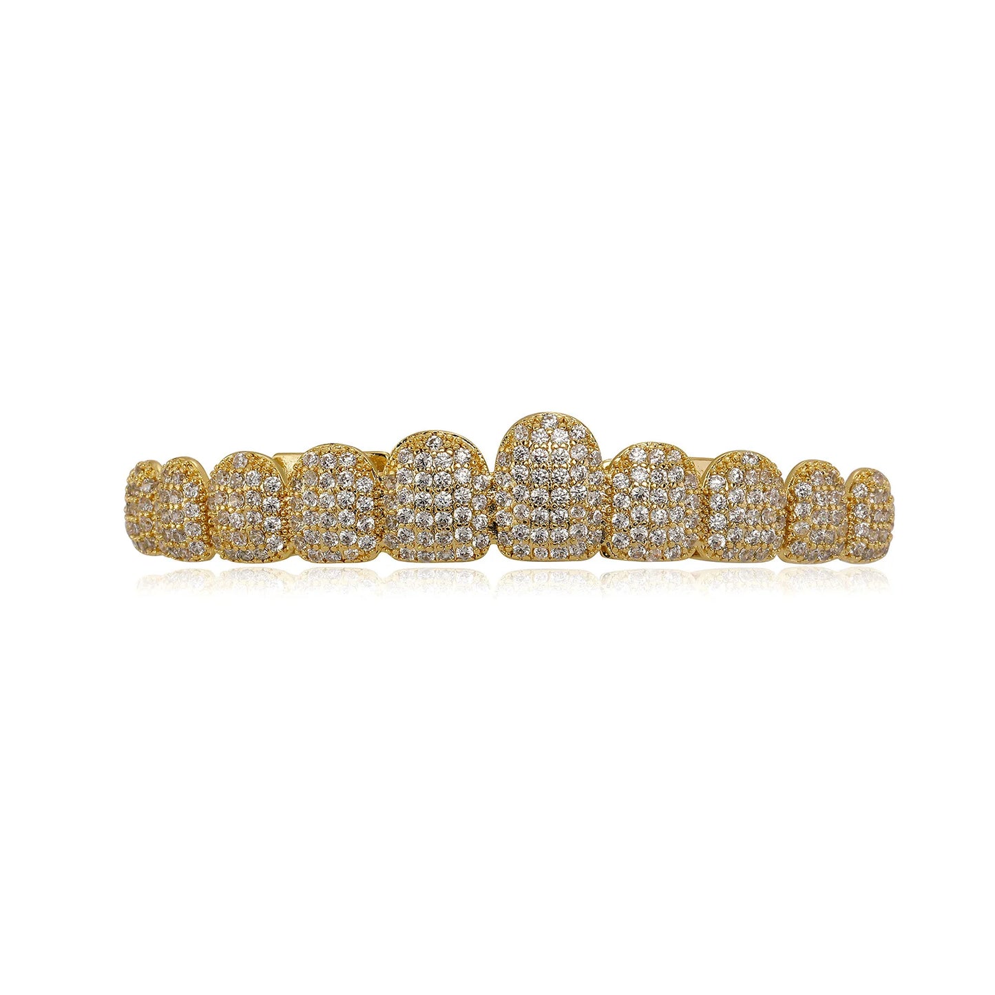 TOPGRILLZ Iced Out Cubic Zirconia Grillz Brace Punk 10/10 Top Bottom Dental Mouth Fang Grills Vampire Tooth Cap Cosplay Jewelry