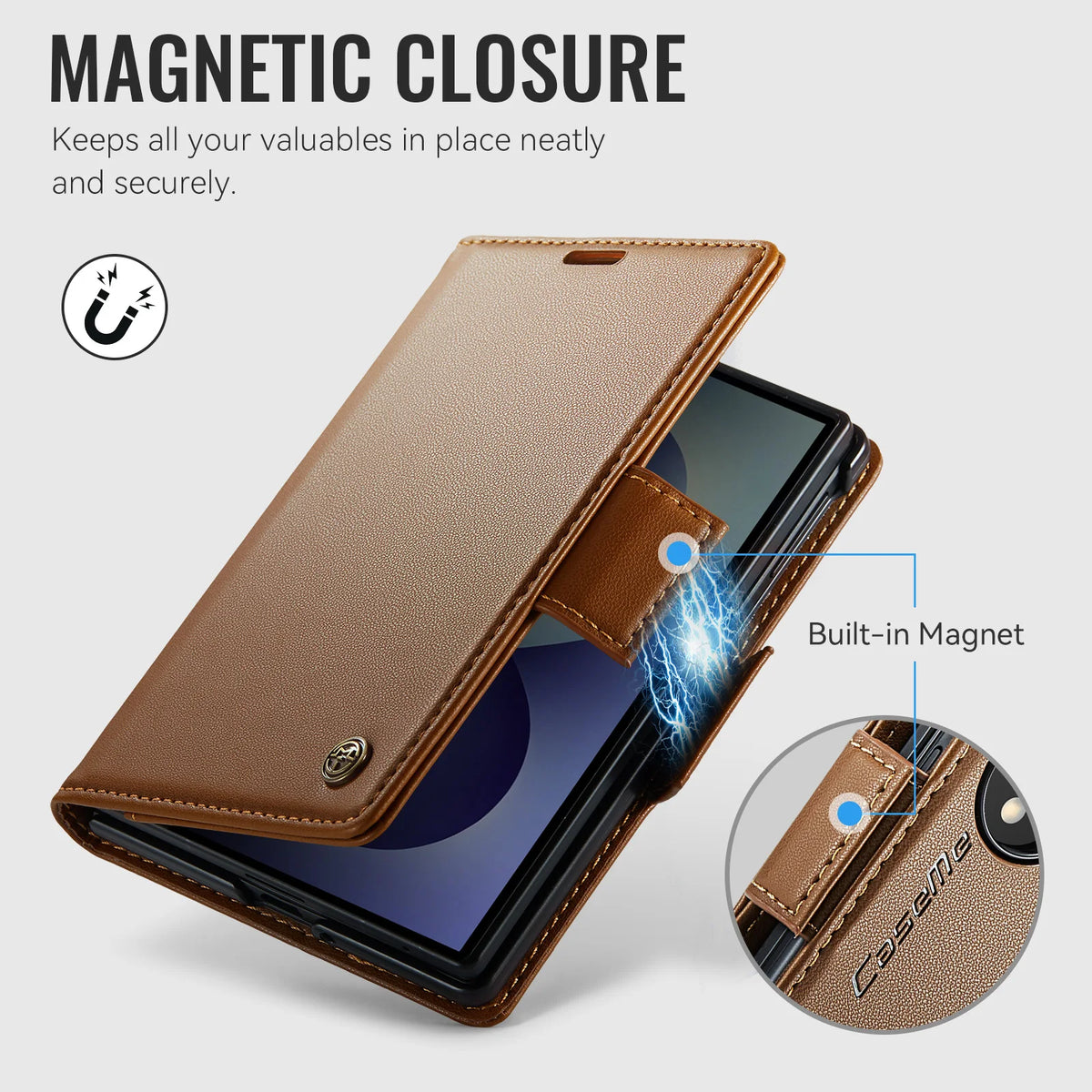 Luxury Business Flip Cards Solt Wallet Leather Case for Samsung Z Fold 8 Wide Shockproof Book Stand RFID Slim For Magsafe Cover