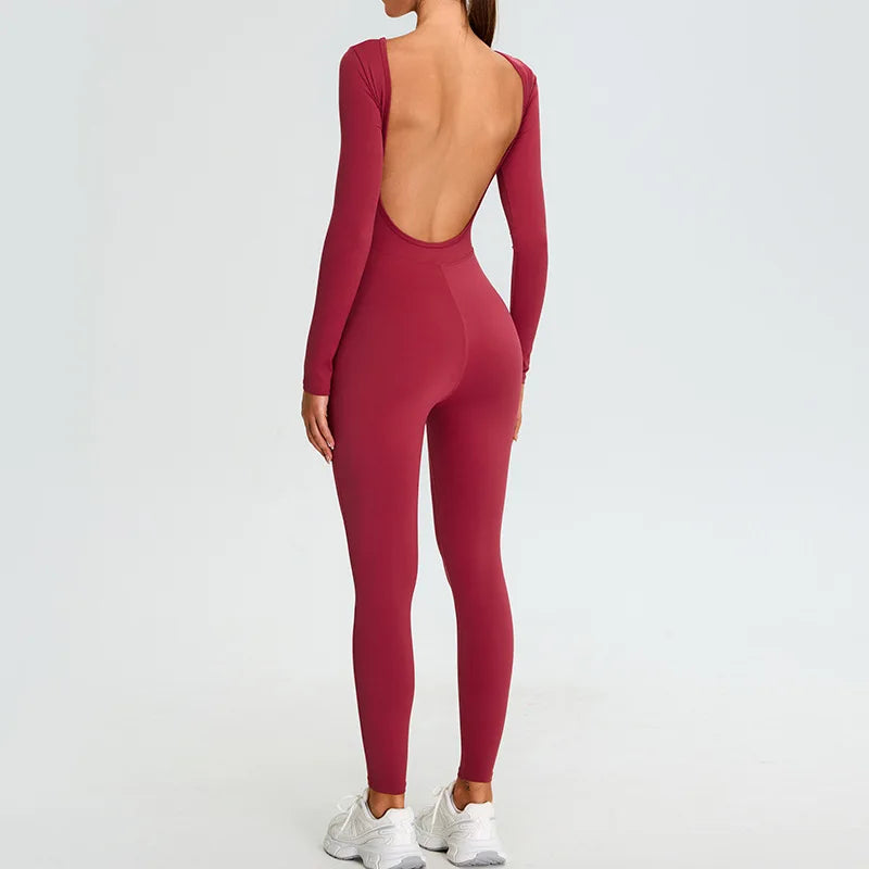 Fitness Rompers Women Gym Set Training Yoga Suit Sportswear Women Sports Jumpsuit Long Sleeved Stretch Push Up Workout Bodysuits