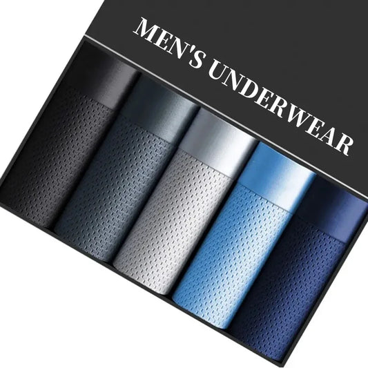 5Pcs/Lot Men's Underwear Men's Business Ice Silk Mesh Underwear Summer Cool Sexy Breathable Antibacterial Underwear Large Size