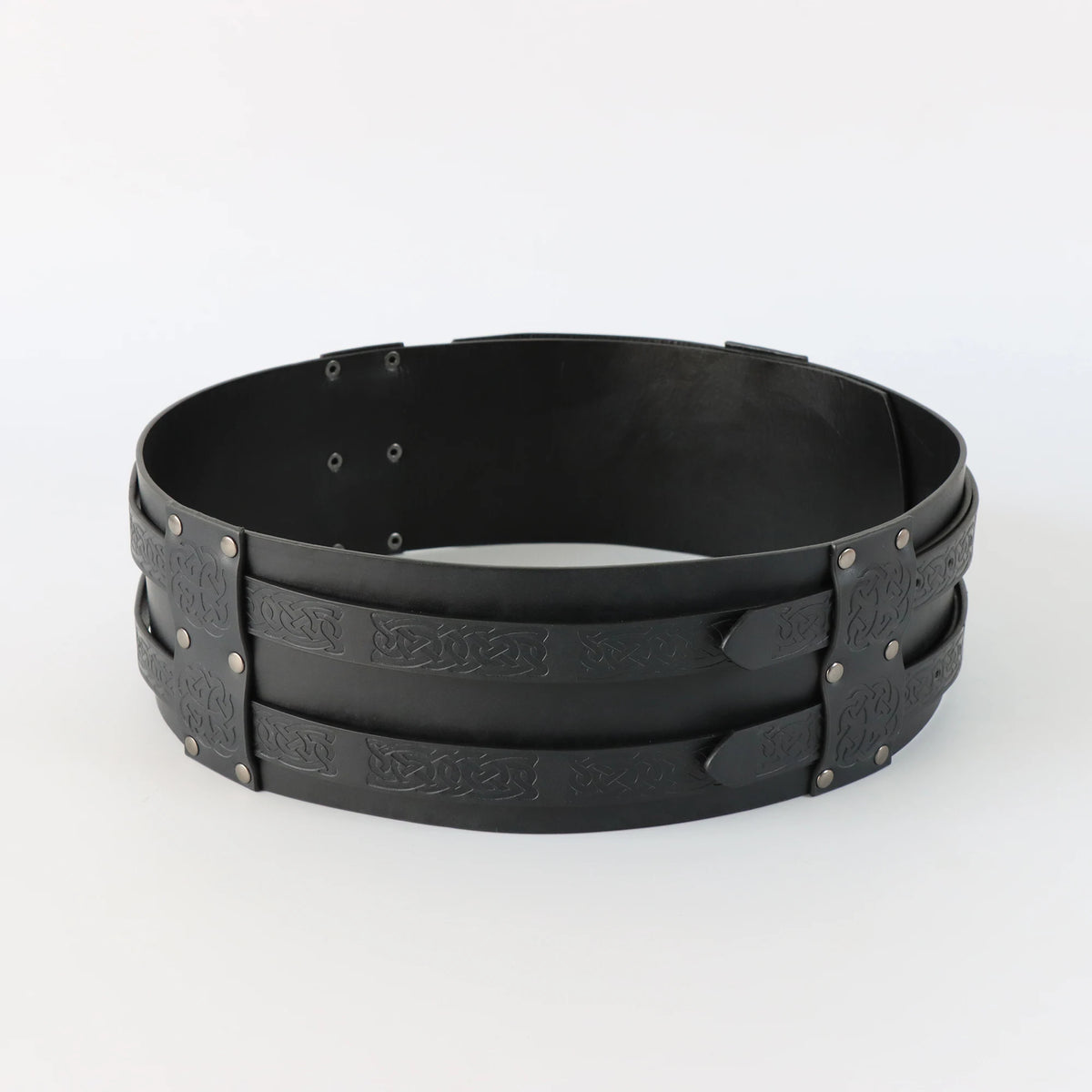 PU Leather Belt Double Wide Thick Belt Vikings Pirate Medieval War Accessory Broad Buckle Corset Cinch Gladiator Men