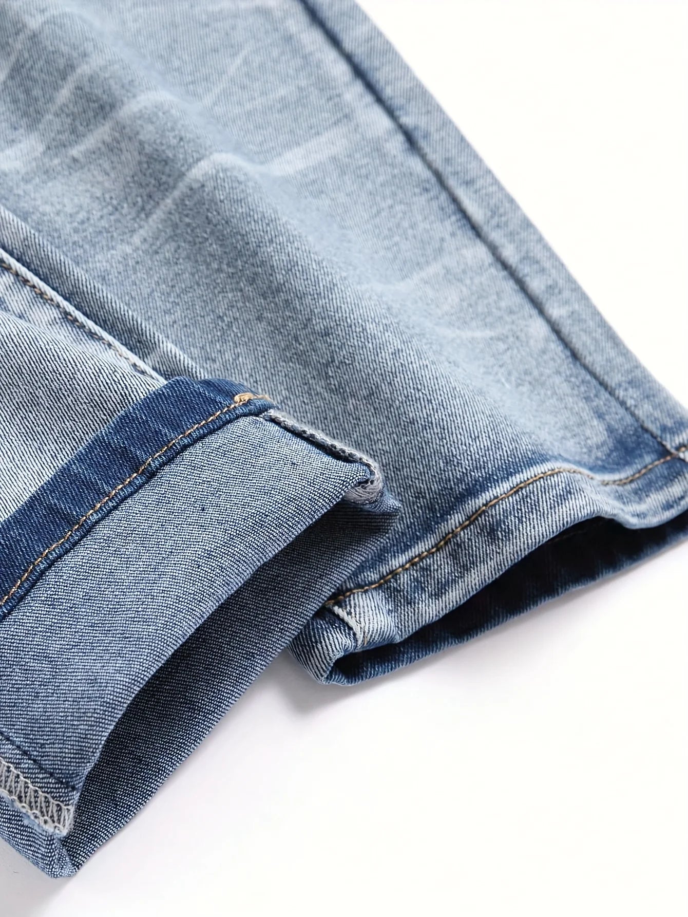 Men's Stretchy Denim Jeans Streetwear Tearing Patchwork Holes Ripped Denim Elastic Waist Casual Pants Slim Fit Straight Trousers
