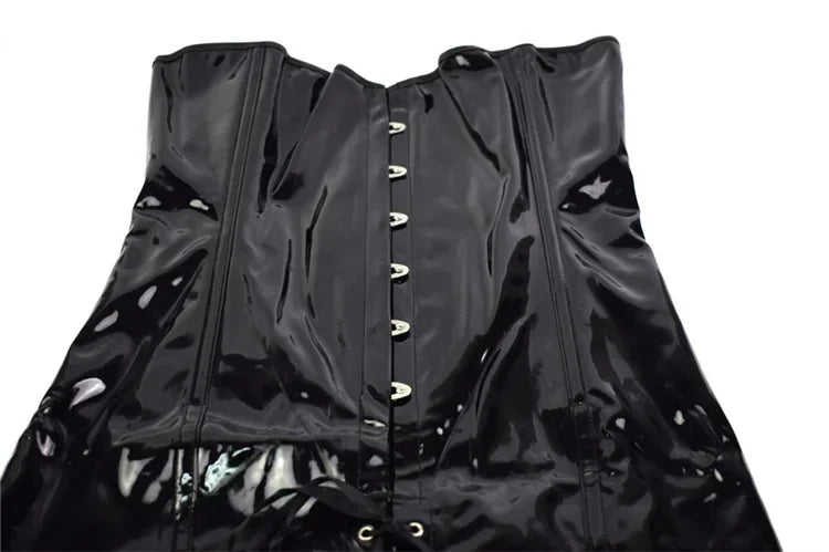Pvc Leather Corset Dress Lace-Up Long Torso Bustiers Steampunk Gothic Punk Corsets Party Night Club Vestidos