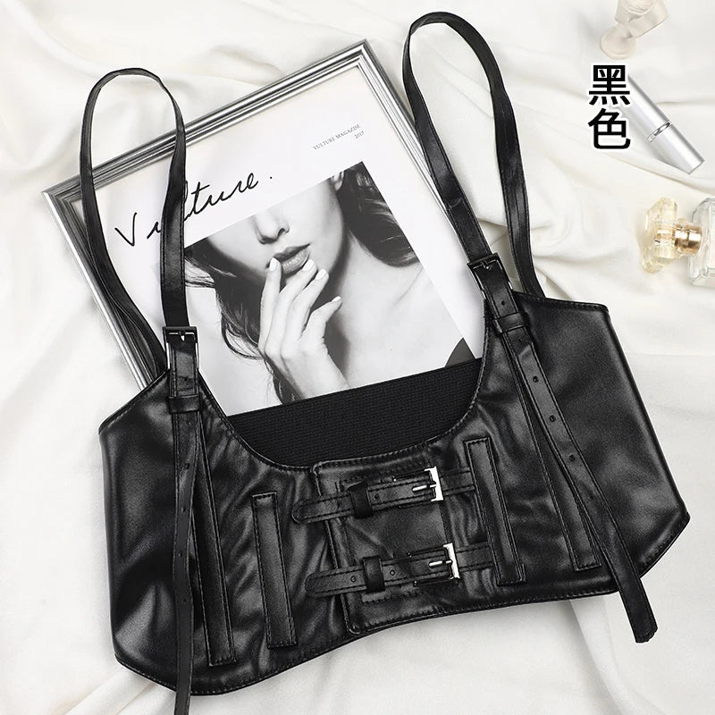 European and American street photography fashion belt decoration black ins punk style suspender with suit belt female corset