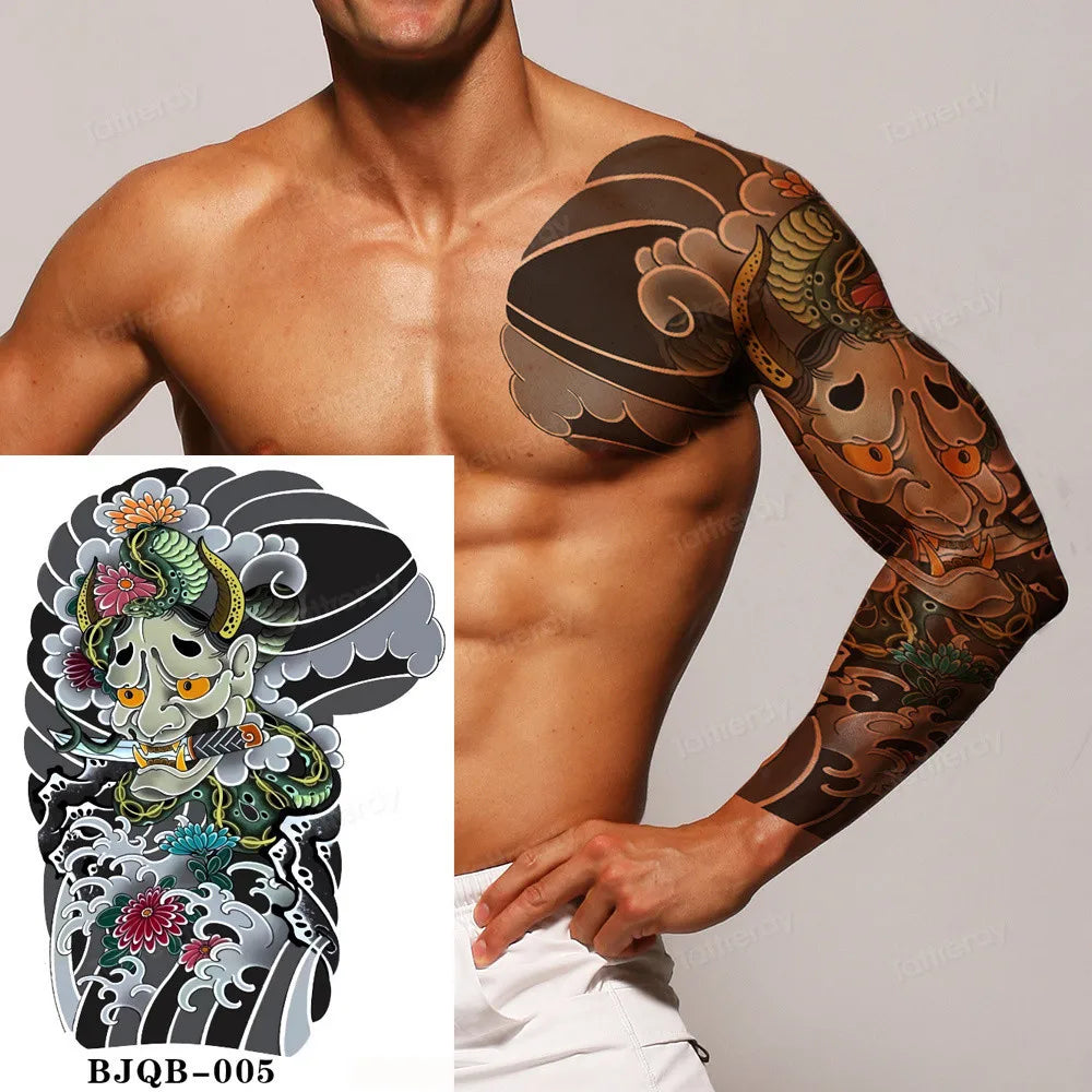 Men Super Large Chest Temporary Tattoo Stickers Full Arm Sleeve Body Art Muscle Adult Tattoo Waterproof Totem Tribal Dragon