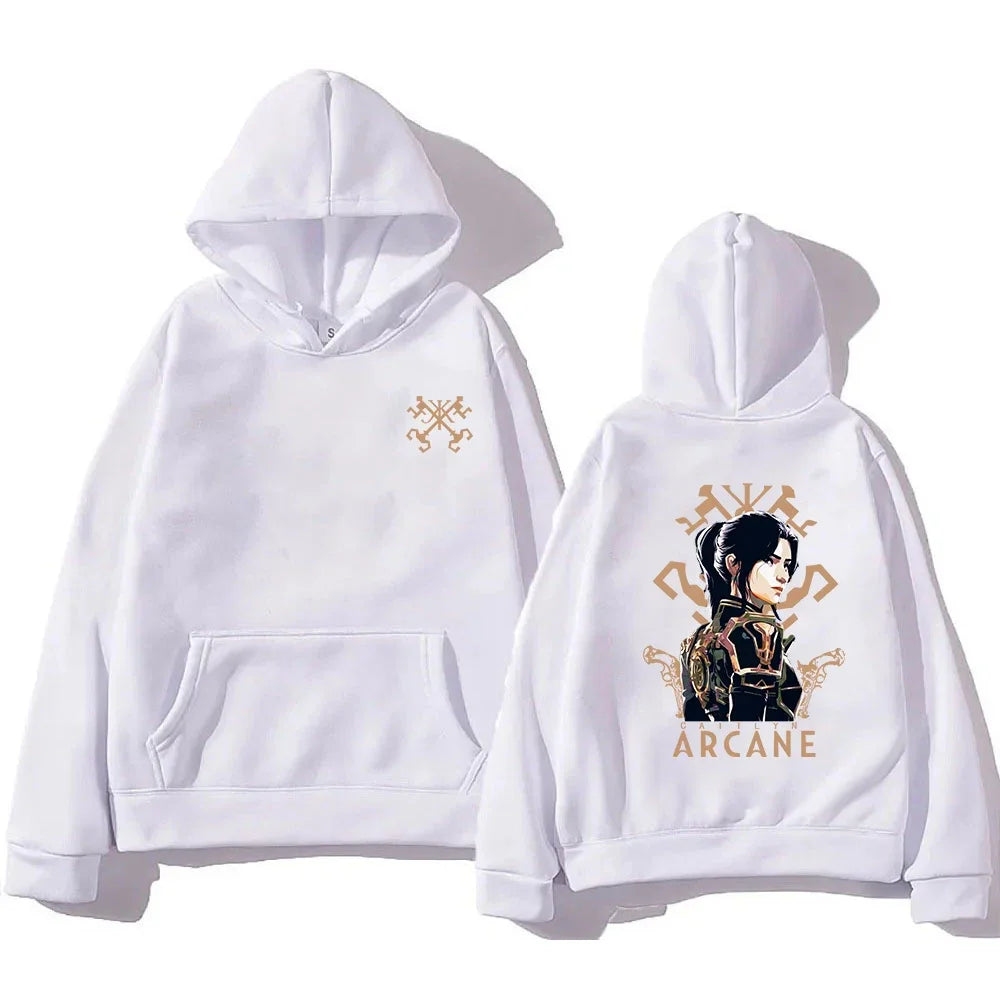 Arcane 2 Caitlyn Hoodie  Anime womens Hoodies Harajuku Aesthetic Winter Fleece Pullover Sweatshirt for